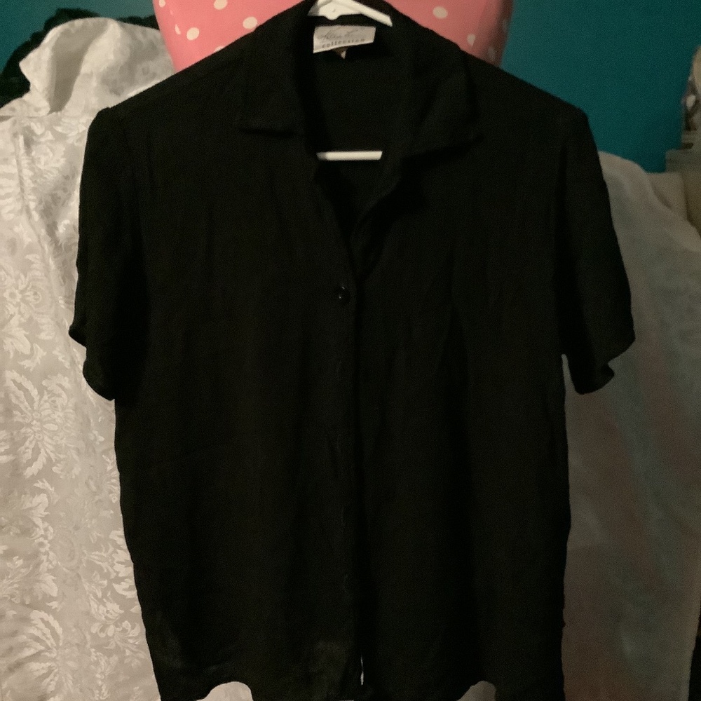 Women’s Kathie Lee Black Button Down Blouse Size S